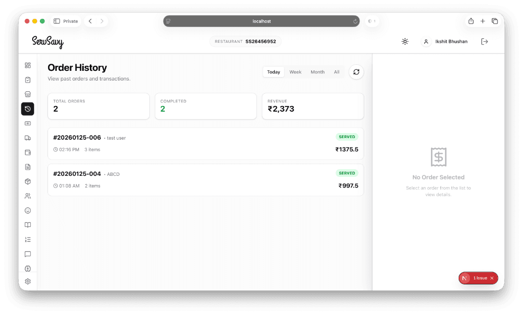 Detailed Order History