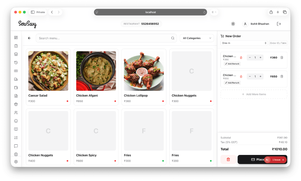 Restaurant POS Billing